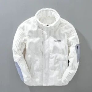 Plush Ribbed Fleece Jacket – Ice White