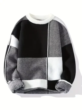 Monochrome Geometric Block Sweater